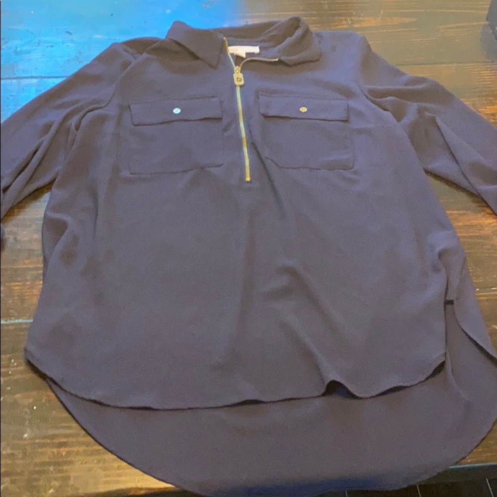 Michael Kors Button Detail Hi-Lo Blouse